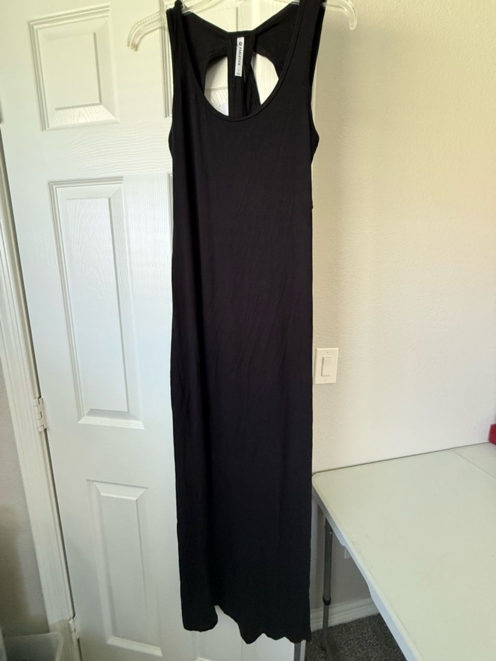 Fabletics Black Sleeveless Maxi Dress with Racerback Cutout Small